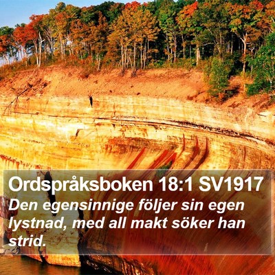 Ordspråksboken 18:1 SV1917 Bible Verse Image