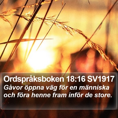 Ordspråksboken 18:16 SV1917 Bible Verse Image