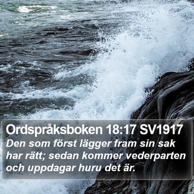 Ordspråksboken 18:17 SV1917 Bible Verse Image