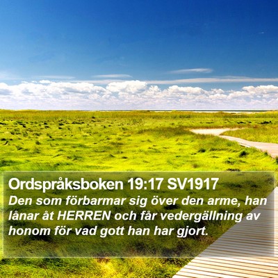Ordspråksboken 19:17 SV1917 Bible Verse Image