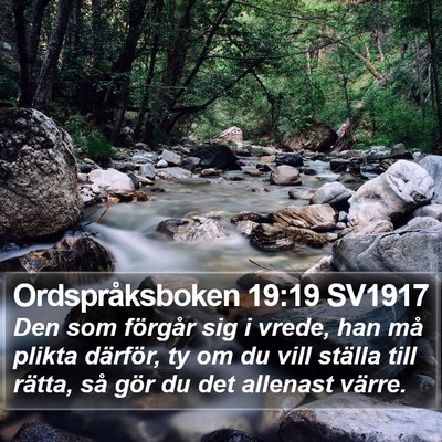 Ordspråksboken 19:19 SV1917 Bible Verse Image