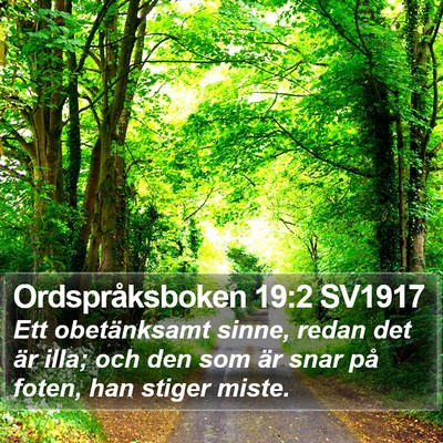 Ordspråksboken 19:2 SV1917 Bible Verse Image