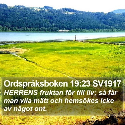 Ordspråksboken 19:23 SV1917 Bible Verse Image