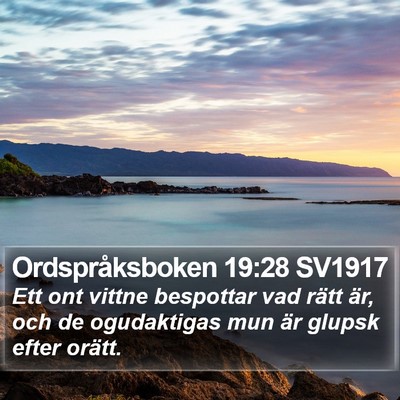 Ordspråksboken 19:28 SV1917 Bible Verse Image