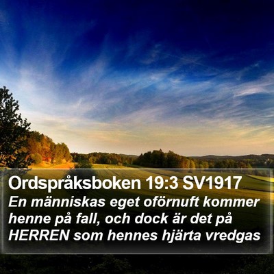 Ordspråksboken 19:3 SV1917 Bible Verse Image
