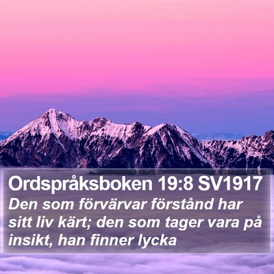 Ordspråksboken 19:8 SV1917 Bible Verse Image
