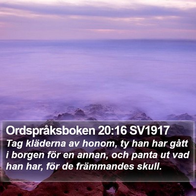 Ordspråksboken 20:16 SV1917 Bible Verse Image