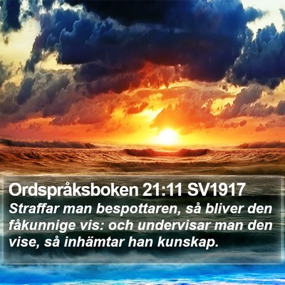 Ordspråksboken 21:11 SV1917 Bible Verse Image