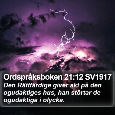 Ordspråksboken 21:12 SV1917 Bible Verse Image