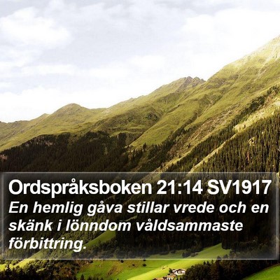 Ordspråksboken 21:14 SV1917 Bible Verse Image
