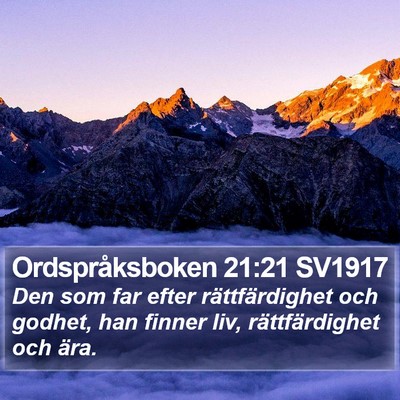 Ordspråksboken 21:21 SV1917 Bible Verse Image