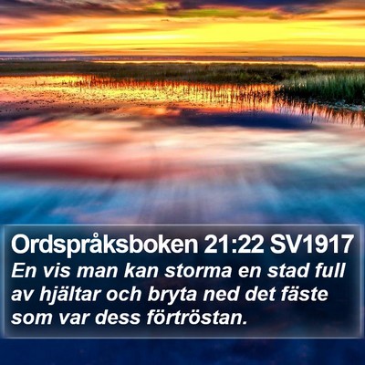 Ordspråksboken 21:22 SV1917 Bible Verse Image