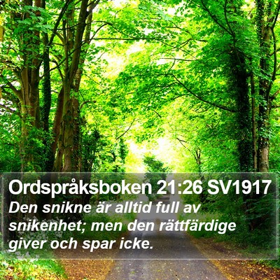 Ordspråksboken 21:26 SV1917 Bible Verse Image