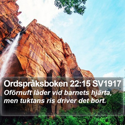 Ordspråksboken 22:15 SV1917 Bible Verse Image
