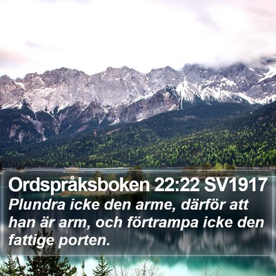 Ordspråksboken 22:22 SV1917 Bible Verse Image