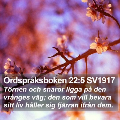Ordspråksboken 22:5 SV1917 Bible Verse Image