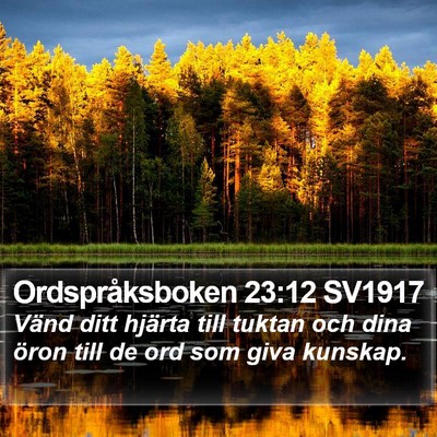Ordspråksboken 23:12 SV1917 Bible Verse Image