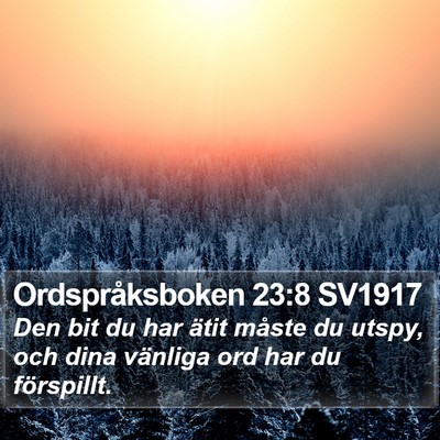 Ordspråksboken 23:8 SV1917 Bible Verse Image