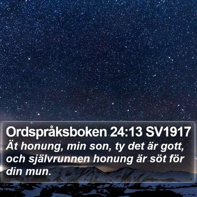 Ordspråksboken 24:13 SV1917 Bible Verse Image