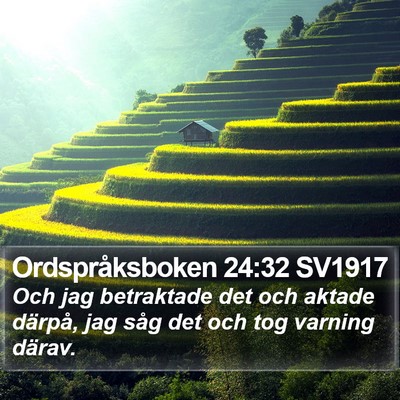Ordspråksboken 24:32 SV1917 Bible Verse Image