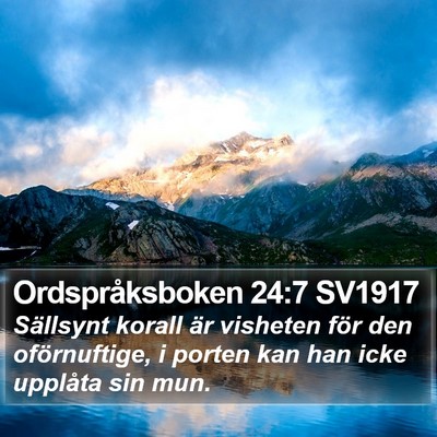 Ordspråksboken 24:7 SV1917 Bible Verse Image
