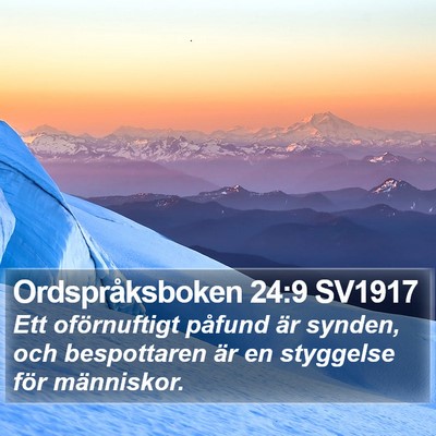 Ordspråksboken 24:9 SV1917 Bible Verse Image