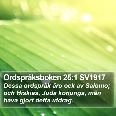 Ordspråksboken 25:1 SV1917 Bible Verse Image