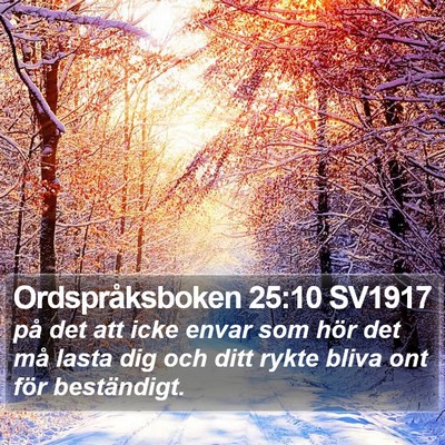 Ordspråksboken 25:10 SV1917 Bible Verse Image