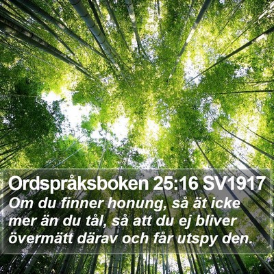 Ordspråksboken 25:16 SV1917 Bible Verse Image