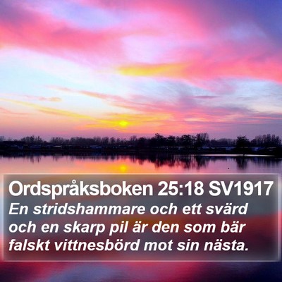 Ordspråksboken 25:18 SV1917 Bible Verse Image