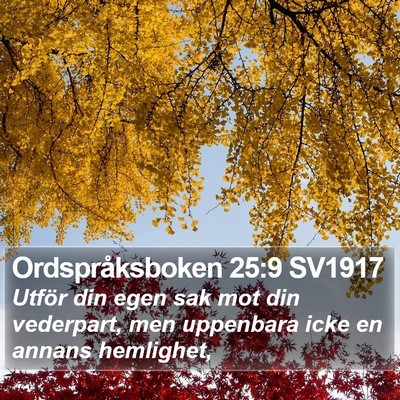 Ordspråksboken 25:9 SV1917 Bible Verse Image