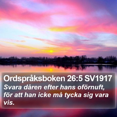 Ordspråksboken 26:5 SV1917 Bible Verse Image