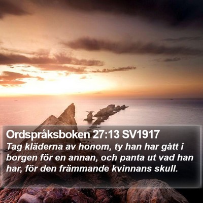 Ordspråksboken 27:13 SV1917 Bible Verse Image