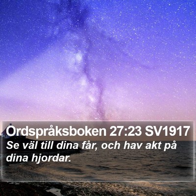 Ordspråksboken 27:23 SV1917 Bible Verse Image