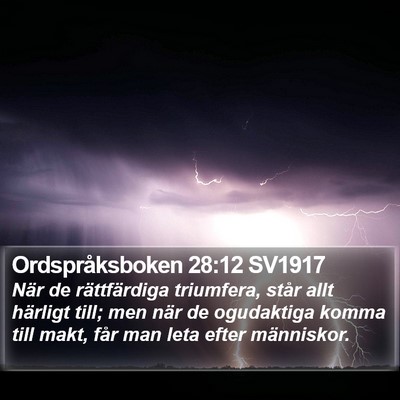 Ordspråksboken 28:12 SV1917 Bible Verse Image