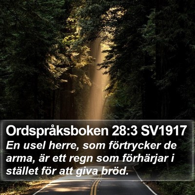 Ordspråksboken 28:3 SV1917 Bible Verse Image