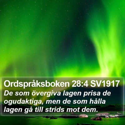 Ordspråksboken 28:4 SV1917 Bible Verse Image