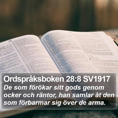 Ordspråksboken 28:8 SV1917 Bible Verse Image