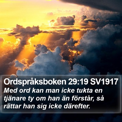 Ordspråksboken 29:19 SV1917 Bible Verse Image