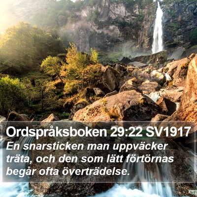 Ordspråksboken 29:22 SV1917 Bible Verse Image