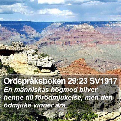 Ordspråksboken 29:23 SV1917 Bible Verse Image