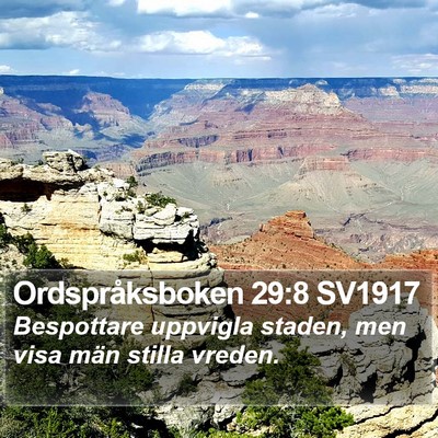 Ordspråksboken 29:8 SV1917 Bible Verse Image