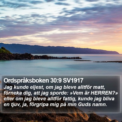Ordspråksboken 30:9 SV1917 Bible Verse Image