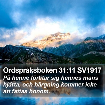 Ordspråksboken 31:11 SV1917 Bible Verse Image