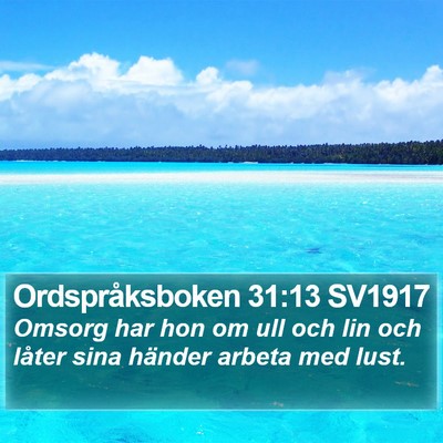 Ordspråksboken 31:13 SV1917 Bible Verse Image