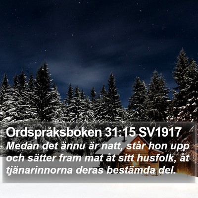 Ordspråksboken 31:15 SV1917 Bible Verse Image