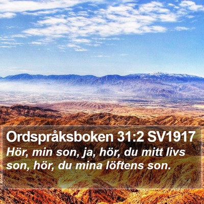 Ordspråksboken 31:2 SV1917 Bible Verse Image