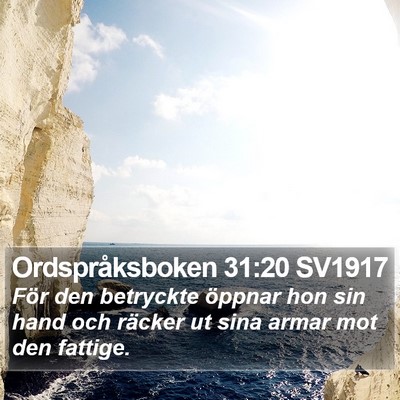 Ordspråksboken 31:20 SV1917 Bible Verse Image