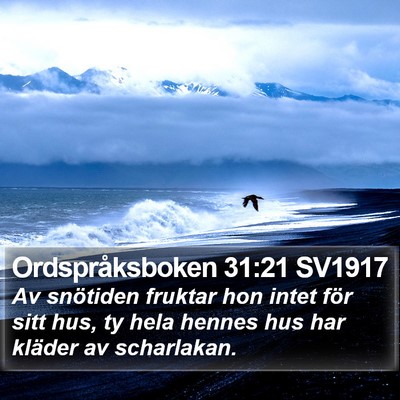 Ordspråksboken 31:21 SV1917 Bible Verse Image