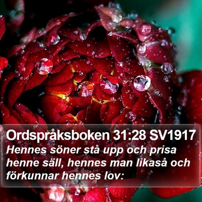 Ordspråksboken 31:28 SV1917 Bible Verse Image
